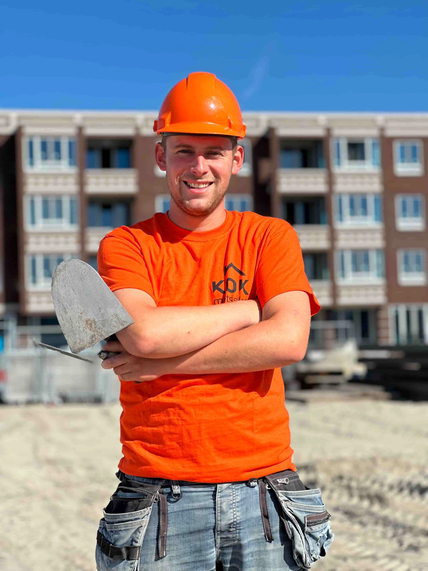 Portret foto van een metselaar bij Kok groep