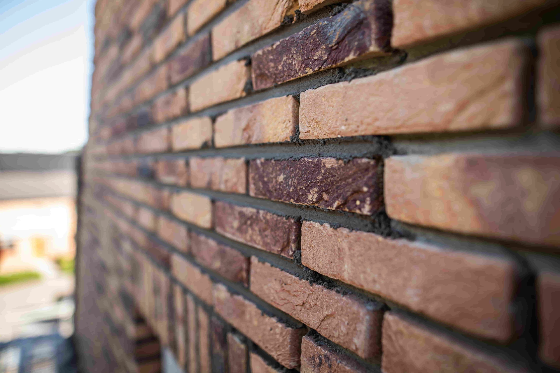 Close up foto van een net gevoegde muur.